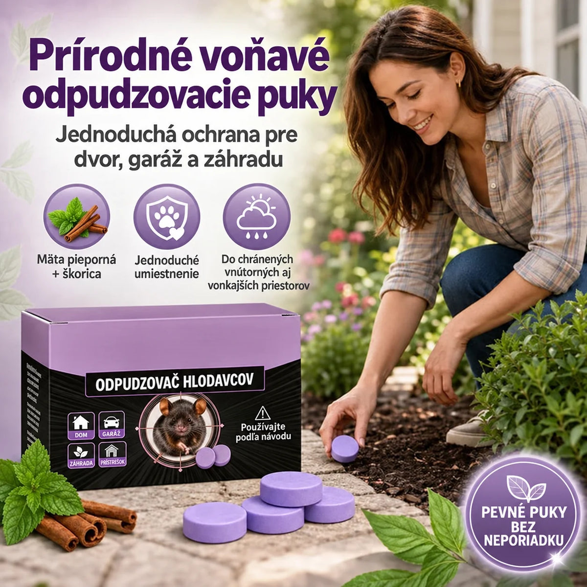 Prírodné voňavé odpudzovacie puky – ochrana proti škodcom pre dom, garáž a exteriér