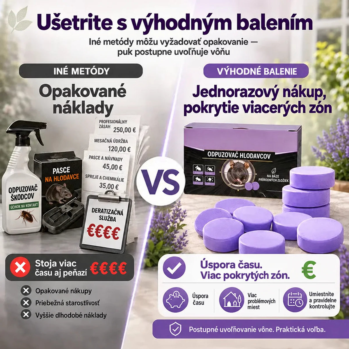 Prírodné voňavé odpudzovacie puky – ochrana proti škodcom pre dom, garáž a exteriér