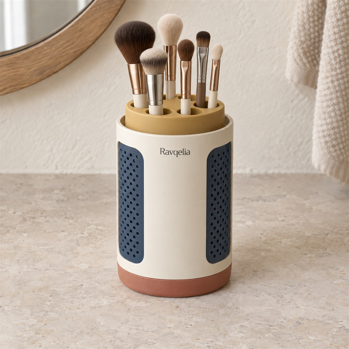 Ravqelia Ventilated Round Makeup Brush Holder - view 1