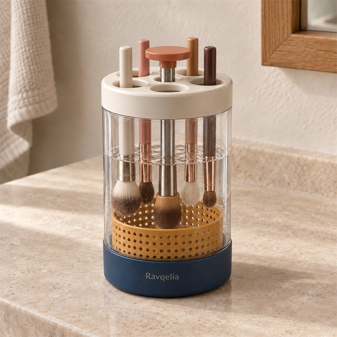 Ravqelia Enclosed Pump-Style Brush Washing Container - view 1