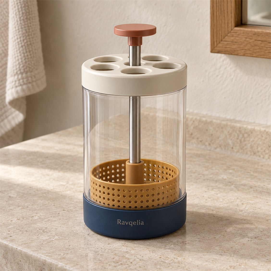Ravqelia Enclosed Pump-Style Brush Washing Container - view 2