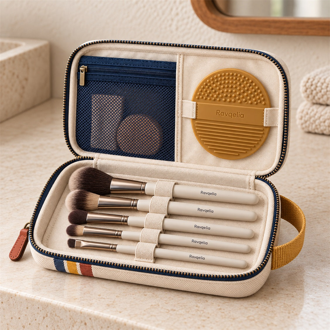 Ravqelia Striped Makeup Brush Travel Organizer - view 2