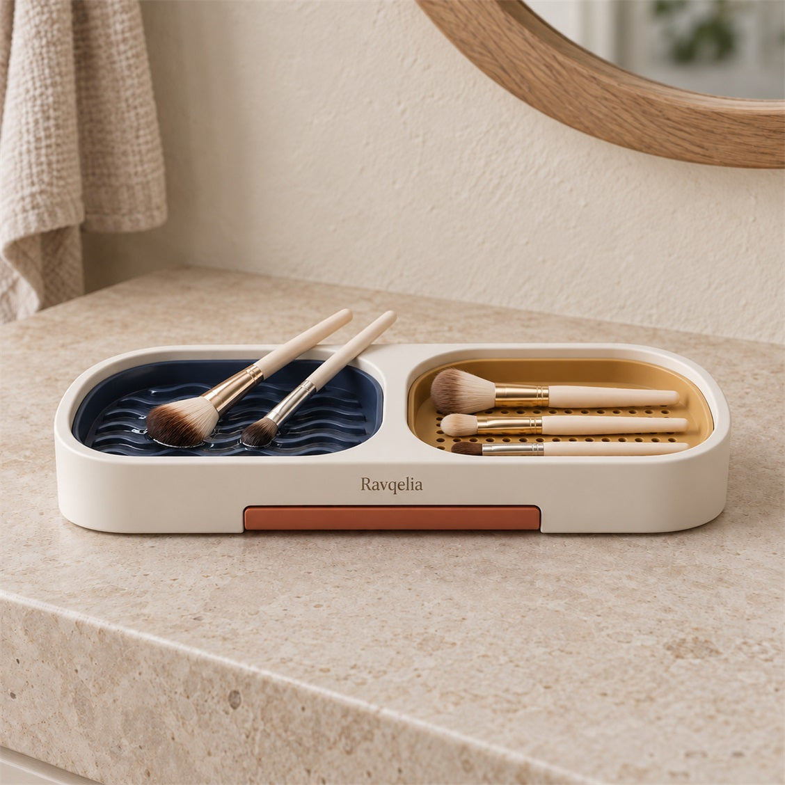 Ravqelia Dual-Zone Makeup Brush Cleaning Tray - view 2