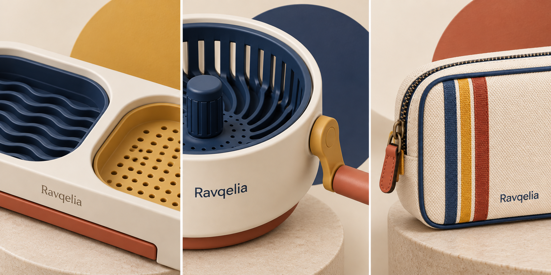 Close-up details of Ravqelia brush-care products